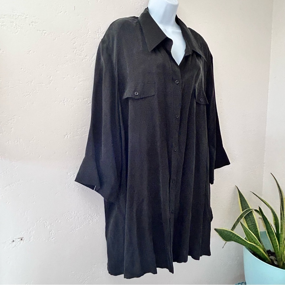 ULLA POPKEN Cupro Swing Button Down Tunic Top Blouse Size 30 - Picture 2 of 13